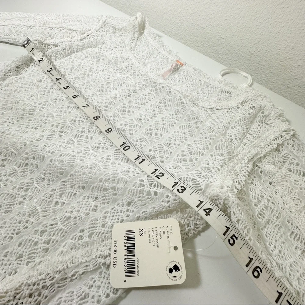 Free People On The Road Twisted Lace Tee in Ivory size XS NWT